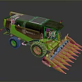 Green Brown BioTechno Combine Harvester With Yellow Reaper Parts And Wheels