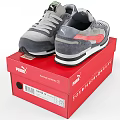 Puma Retro Sneakers in Gray and Pink on Red Shoe Box Design