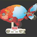 Vibrant Colorful Koi Fish Model With Decorative Base And Red Blue Orange Colors