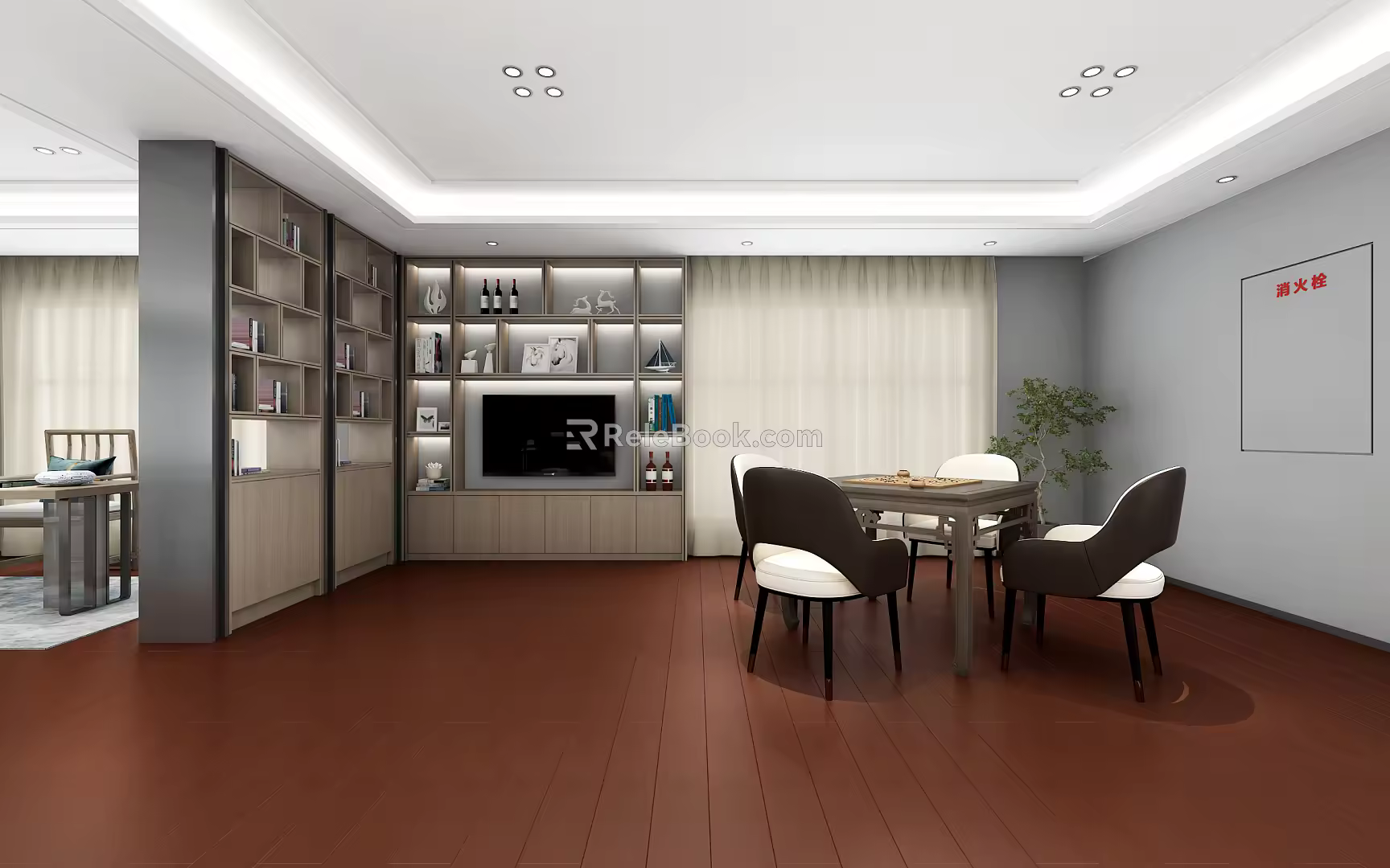 New Chinese Entertainment Room Chess and Card Room Entertainment Room 3d model