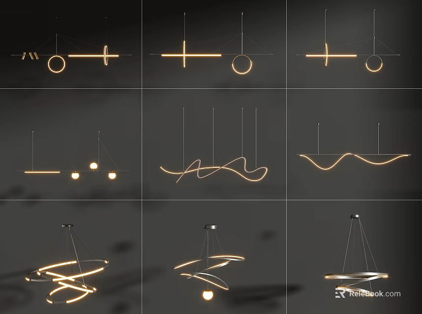 Modern Pendant Lights With Various Designs And Warm Lighting For Interior Decoration 3d model 