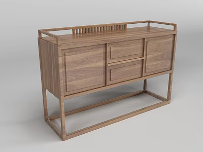 Wooden Modern Sideboard With Drawers Cabinet Doors And Sleek Frame 3d model