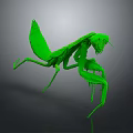 Detailed Green Mantis in Lifelike 3D Render With Dynamic Posture