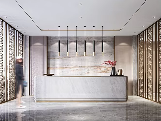 Modern new Chinese sales office reception hall 3d model
