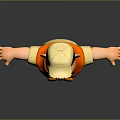 Cartoon Man In Yellow Shirt Orange Scarf Brown Shorts With Hat And Open Arms Smiling