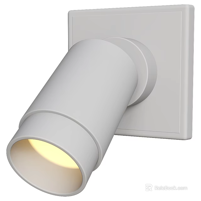 Modern White Wall Mounted Downlight Spotlight With Warm LED Glow 3d model