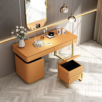 Light Luxury Dressing Table Flip Stool 3d model