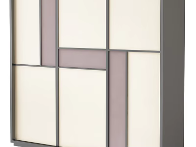 Modern Wardrobe With White Gray Pink Panels And Contemporary Sleek Design 3d model