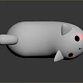 Cute White Cat 3D Model Character With Long Tail Pink Cheeks And Black Eyes