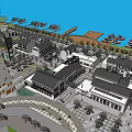 Waterfront Urban Development With Traditional Modern Buildings Plaza And Moored Boats