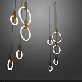 Modern Luxury Minimalist Pendant Lights With Circular Golden Ring Design And Illuminated Glow