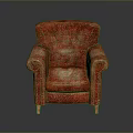 Classic Comfortable Red Fabric Single Sofa With Armrests And Wooden Legs