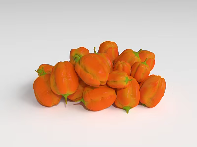 Vibrant Orange Flower Bunch With Fresh Green Stems And Petals 3d model