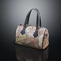 Elegant Vintage Floral Print Handbag With Leather Handles And Classic Design