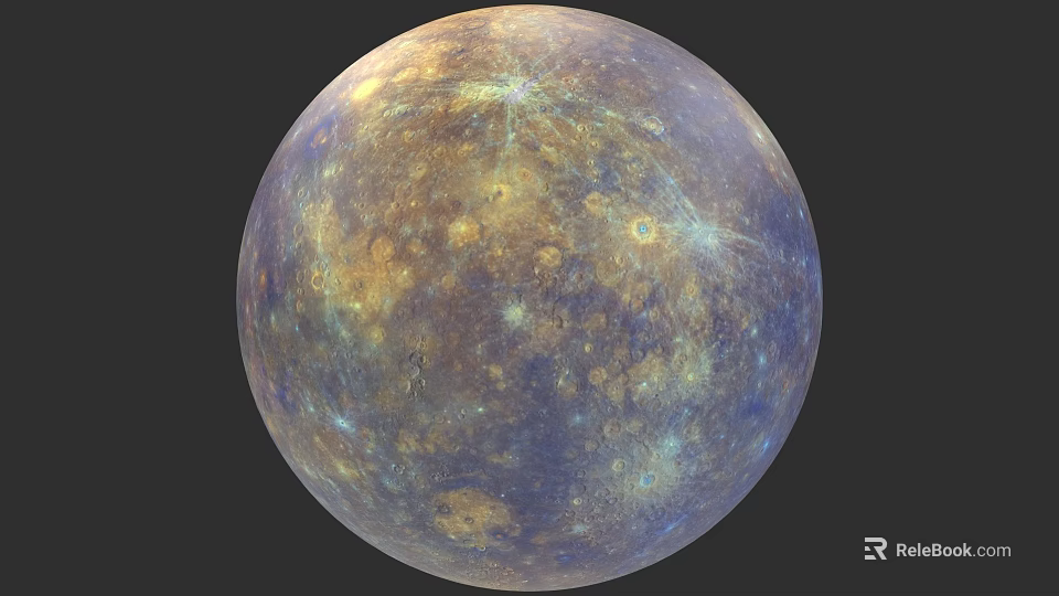 Detailed View Of Mercury Planet Surface With Cosmic Craters And Space Exploration 3d model 