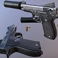 Clear View of Disassembled and Complete Pistol With Bullets and Parts