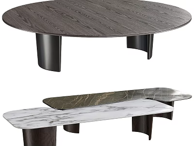 Modern Round Coffee Table With Wood Grain Texture Top And Black Metal Legs 3d model