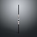 Long Black Staff Weapon Featuring Silver Connecting Parts and Sleek Design