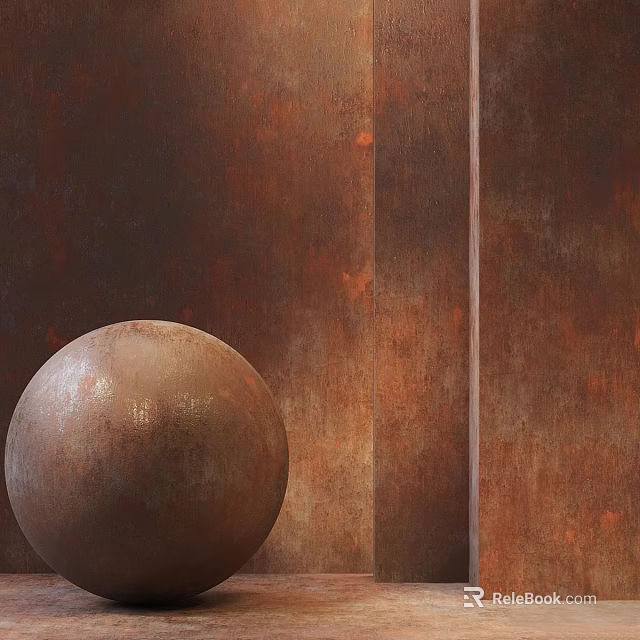 Inflatable Sphere With Rustic Metallic Texture Against Rustic Metal Panel Background 3d model 