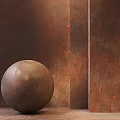 Inflatable Sphere With Rustic Metallic Texture Against Rustic Metal Panel Background 3d model