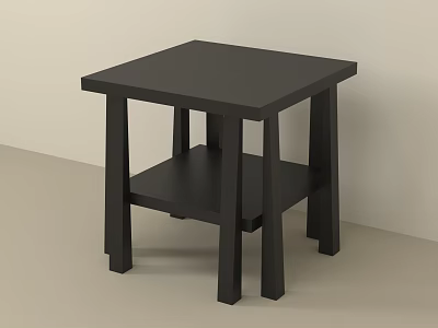 Black Modern Side Table with Square Top Lower Shelf and Simple Design 3d model