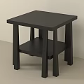 Black Modern Side Table with Square Top Lower Shelf and Simple Design