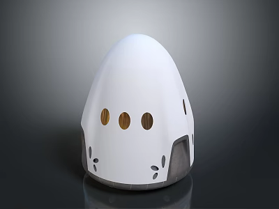 Egg Shaped White Pet House with Wooden Windows Gray Base And Decorative Holes 3d model