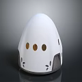 Egg Shaped White Pet House with Wooden Windows Gray Base And Decorative Holes