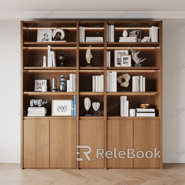 Quiet solid wood bookcase model