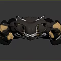 Stylized Game Movie Character With Yellow Black Hooded Outfit White Belt And Thick Soled Shoes