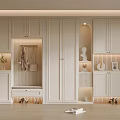 Modern White Shoe Cabinet in Home Entryway Interior with Hanging Area Bench And Decorative Lighting