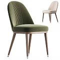 Modern Minimalist Accent Chair With Ribbed Green Beige Velvet Upholstery And Wooden Legs