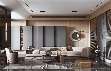 Modern Light Luxury Living Room 3d model