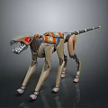 Futuristic Robot Dog With Mechanical Legs Red Glowing Eyes And Orange Accents