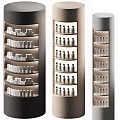 Perfumes and Cosmetics Displayed on Cylindrical Illuminated Shelves With Neatly Arranged Layers