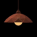 Modern Green Geometric Pendant Light Fixture With Patterned Shade And Bulb 3d model