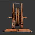 Traditional Handcrafted Wooden Equipment With Large Wheel Metal Wires And Support Stand
