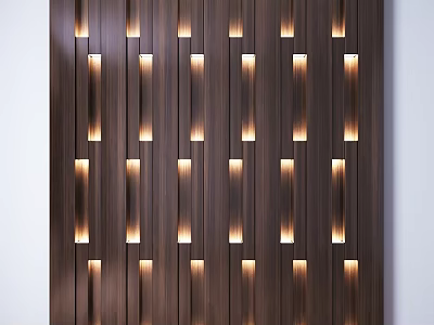 Illuminated Wooden Wall Hanging With Vertical Stripes And Warm Light Glow Design 3d model
