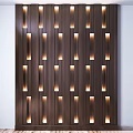 Illuminated Wooden Wall Hanging With Vertical Stripes And Warm Light Glow Design