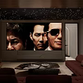 Modern Home Theater Room Interior With Large Screen Comfortable Sofas And Starry Ceiling Lights