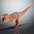 Tyrannosaurus Rex Dinosaur 3D Model With Open Mouth And Striped Brown Skin