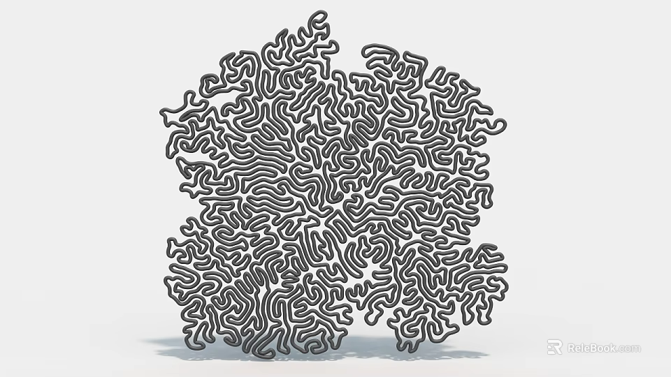 Abstract Art Installation Featuring Intricate Curved Black Lines And Irregular Shape 3d model