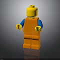 Lego Minifigure With Yellow Head Blue Arms And Orange Torso Legs