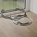 Modern Round Wave Edged Chandelier Hanging In Room With Wooden Floor And Window