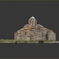 Ancient Stone Building With Red Tiled Roof Dome And Grass Surroundings