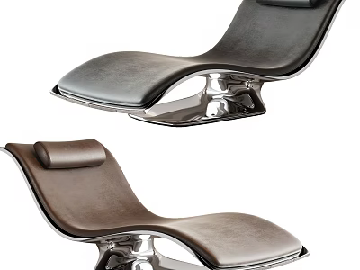 Modern Leather Chaise Lounge With Metal Base And Comfortable Design 3d model