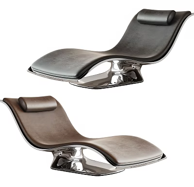 Modern Leather Chaise Lounge With Metal Base And Comfortable Design 3d model