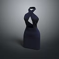 Stylish Navy Blue Halter Neck Dress With Cut Out Back And Fitted Silhouette