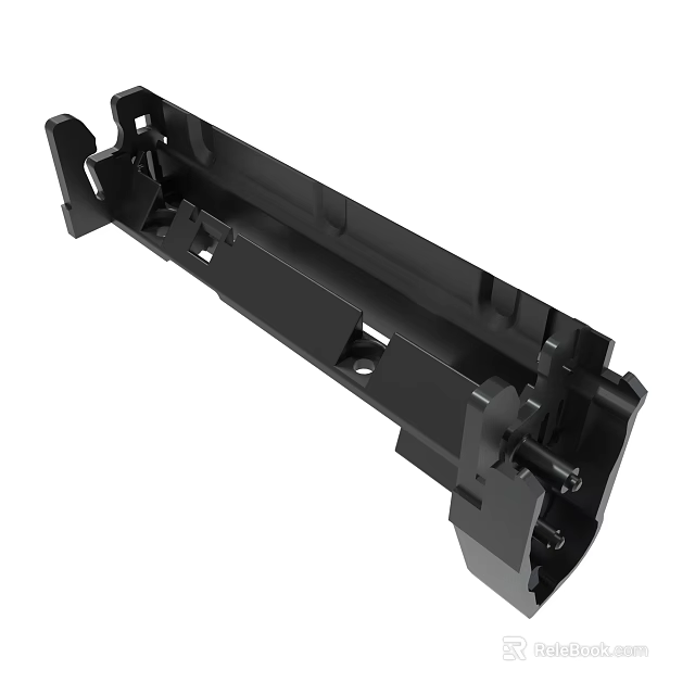 Black Mechanical Support Bracket With Mounting Holes And Reinforced Structure 3d model 