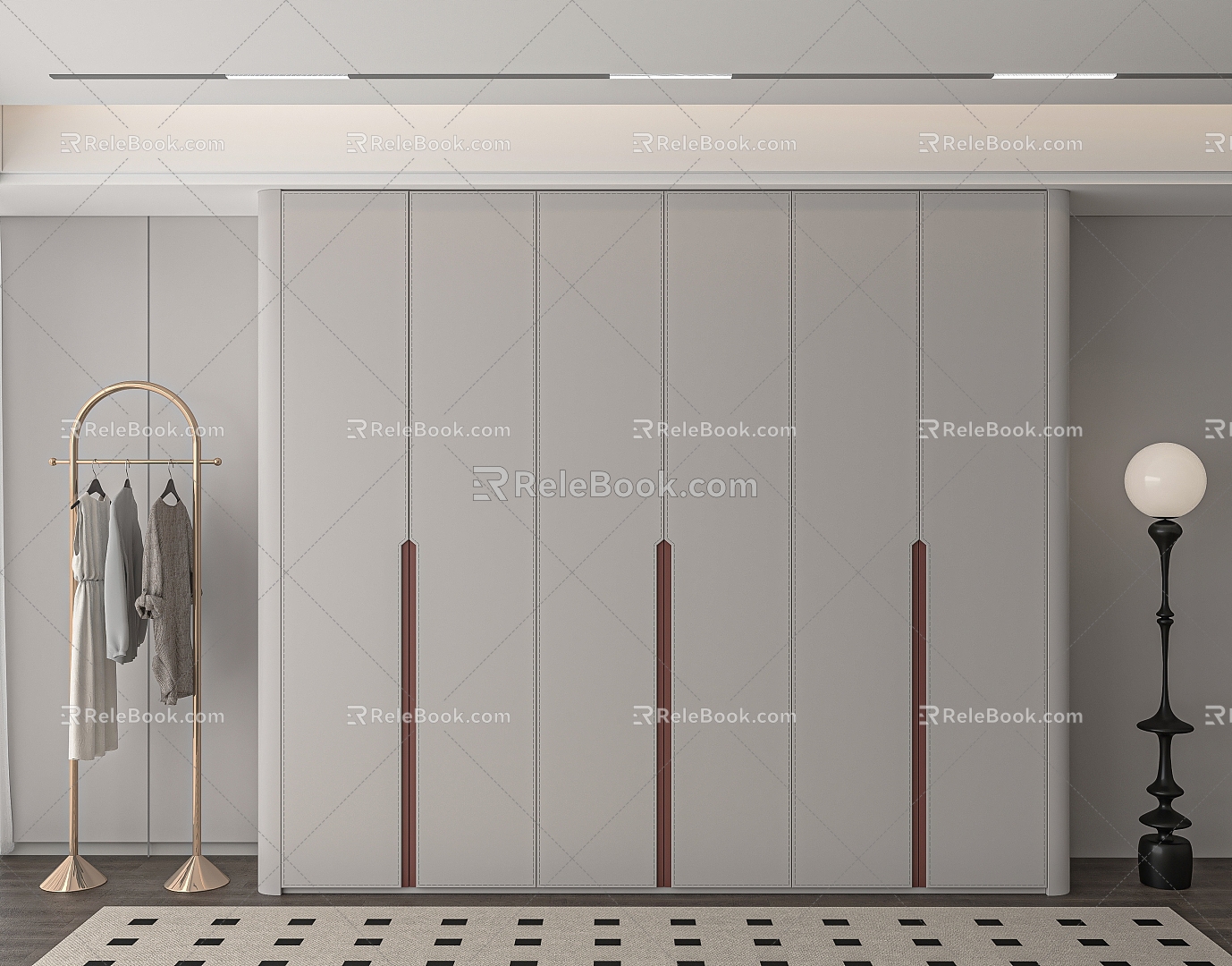 Modern Minimalist Handle-Free Wardrobe 3d model